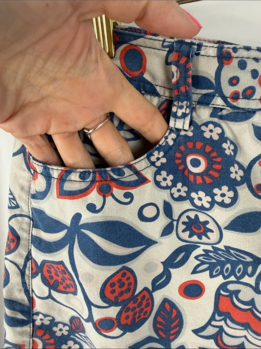 Boden Floral Print A-Line Mini Skirt Blue Coral Gray